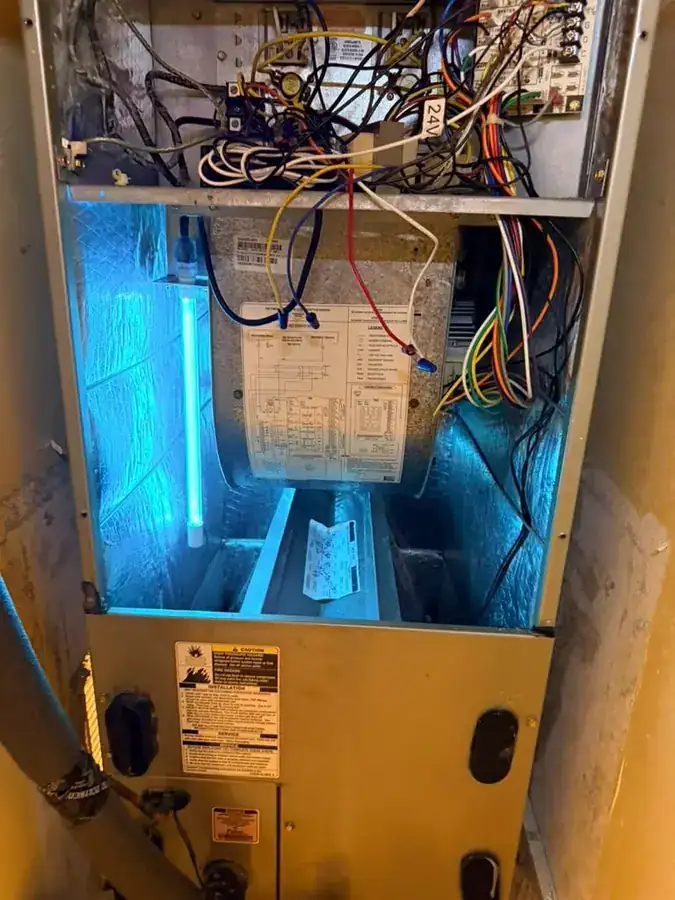 Installed ultraviolet purification system inside air handler