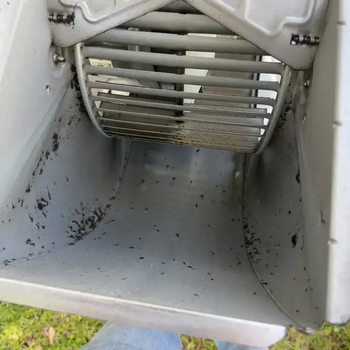 Dirty AC blower housing before cleaning